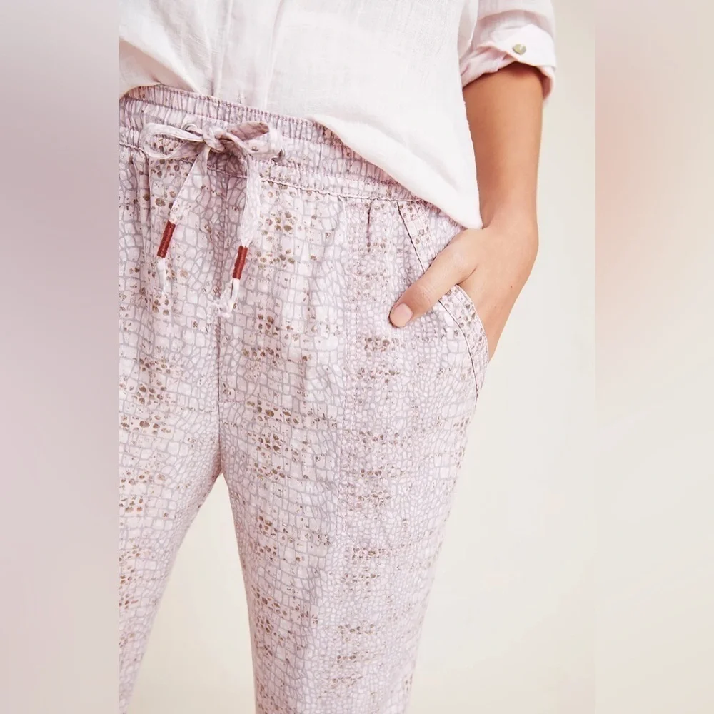 Anthropologie Orana Printed Joggers Pink Snakeskin Print Pants | Size Medium